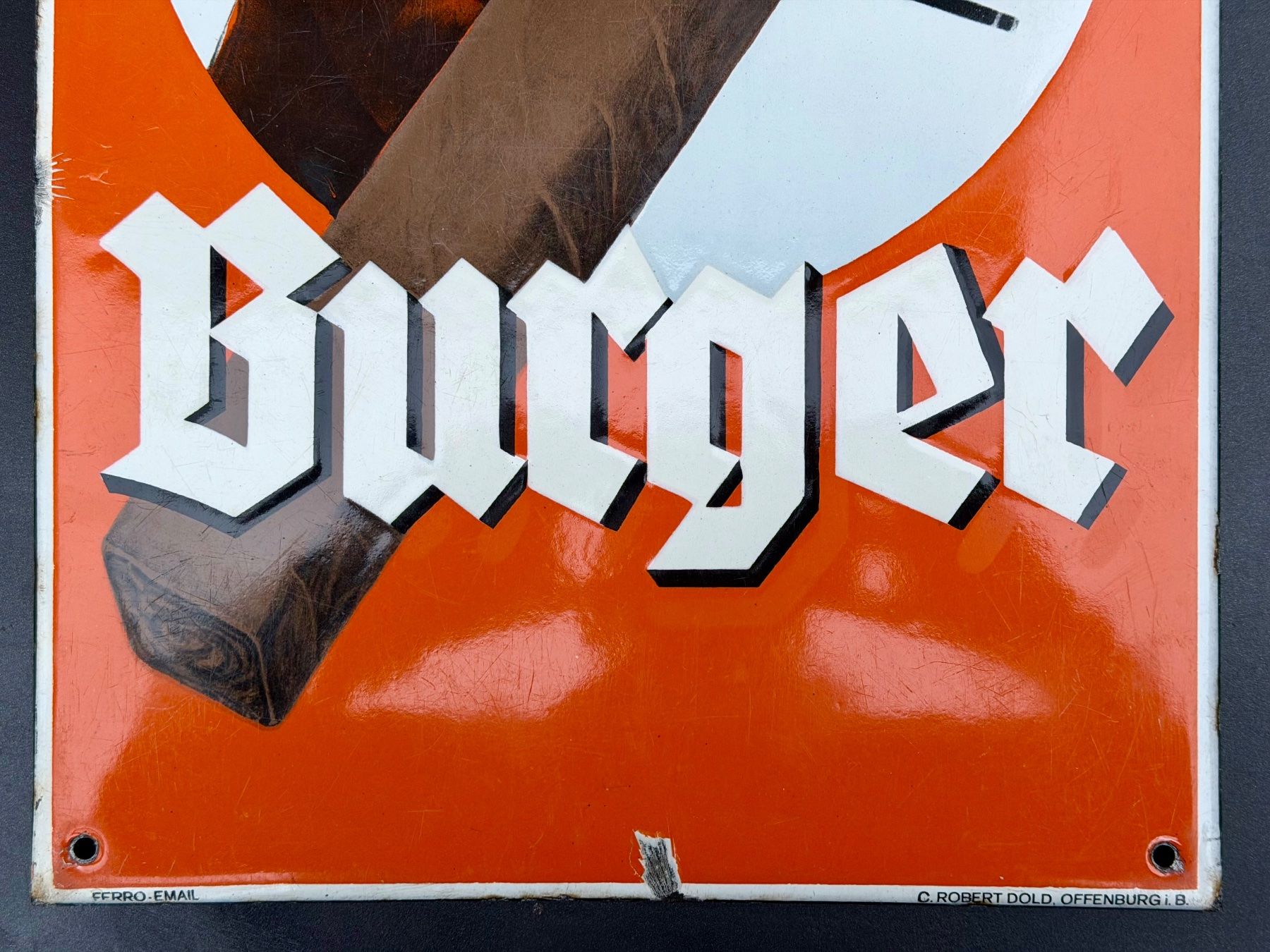 Schilder: Original altes Burger Stumpen Emailschild – Gebraucht aus Schwyz von schoggi63 2