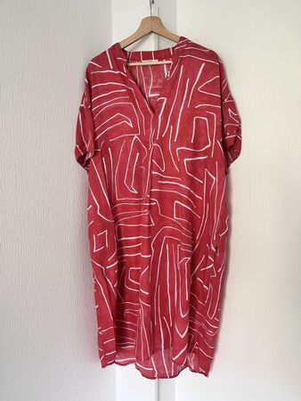 Dress Nile Viscose Red White Pattern Size XL