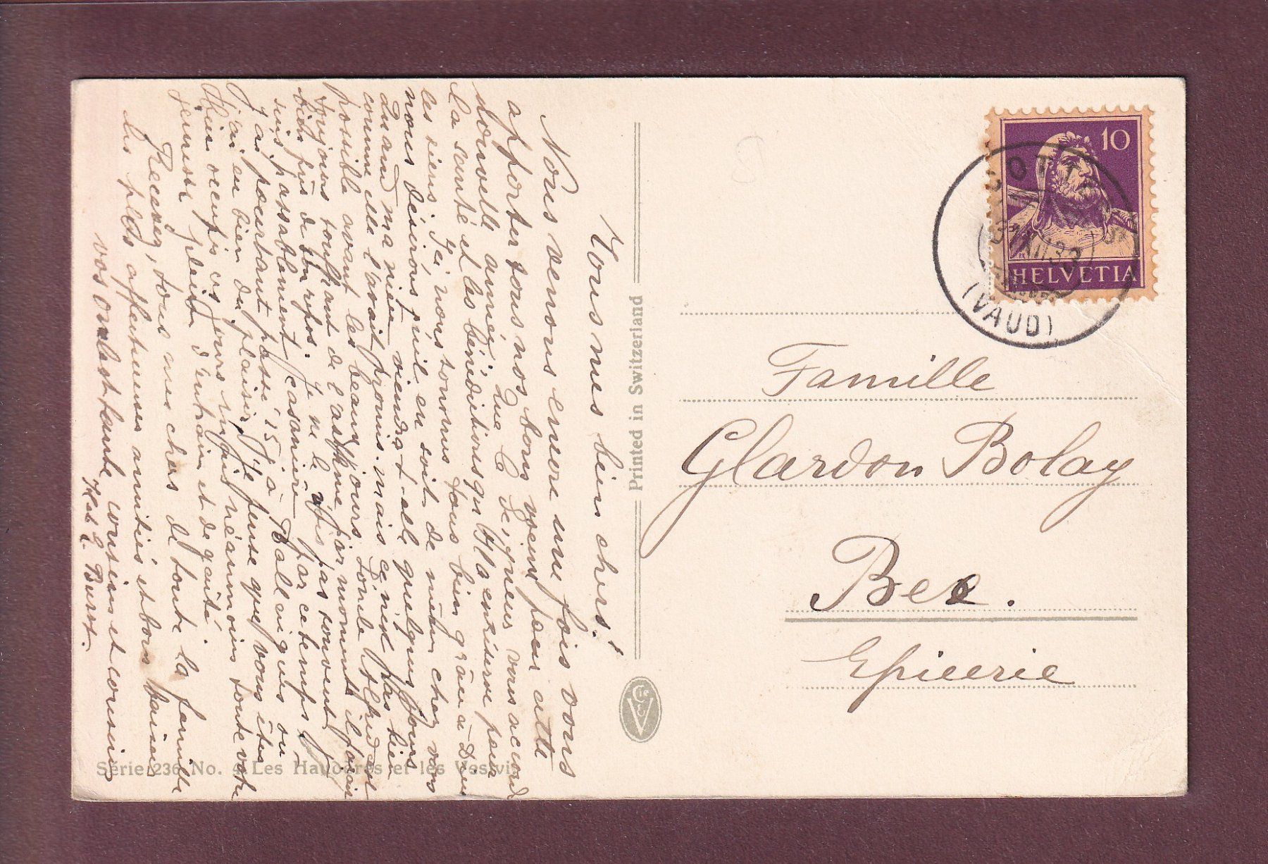 Cartoline postali: LES HAUDERES - Verset - 1933 // pli d'angle // – Usato da Pully venduto da nicecards 1