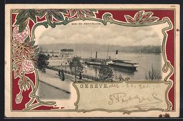 Genève, Quai du Mont-Blanc, Dampfer an 