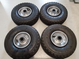 4 Kartwagen Räder mit Stahlfelgen