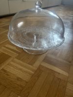Tortenglocke Glas mit Fuss Motiv Blumen 32 cm Zustand gut