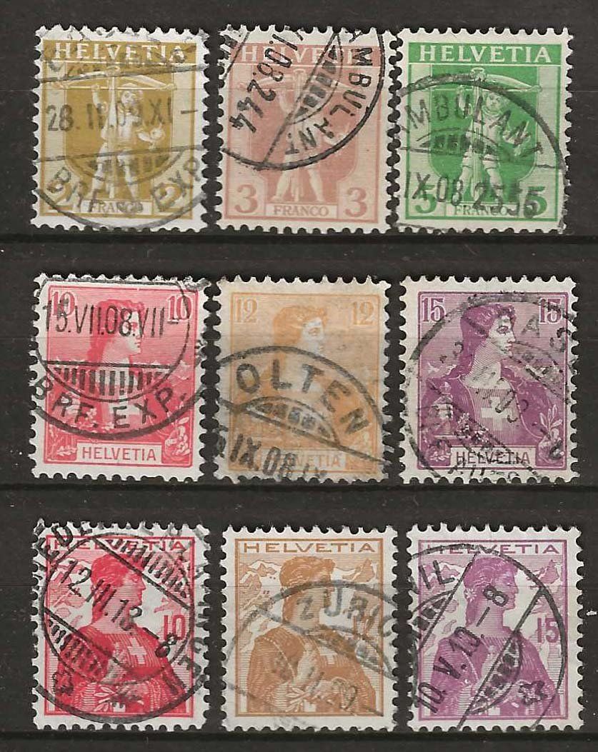 Tutti i francobolli: CH101 - 3 séries 1907-1909 obl. – Usato da Trélex venduto da Phil_Albert