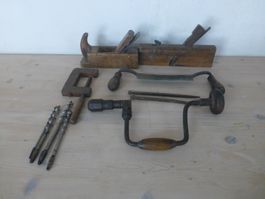 Werkzeug Konvolut Hobel Bohrer Zwinge