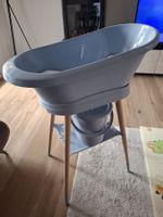 Babybadewanne mit Gestell und Eimer blau/grau gebraucht