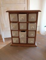 Kleines Schubladen-Möbel 12 Fächer Holz-Keramik Vintage S...