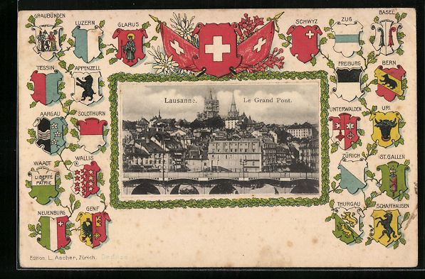 Cartes postales: Passepartout-Lithographie Lausanne, Le G – D'occasion à Berlin par bartko-reher