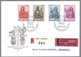 1961, FDC EVANGELISTEN, 361-364, Ia Erh.