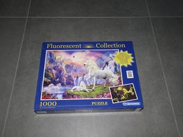 Fluoreszierendes Puzzle 1000 Teile Einhorn Pferde Clementoni