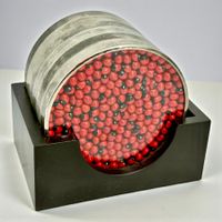 Ensemble de 6 sous-verres ronds en métal argenté, Pérou