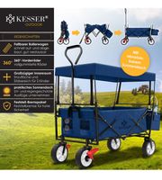 + KESSER® Bollerwagen Faltbar Dach Handwagen Klappbar blau