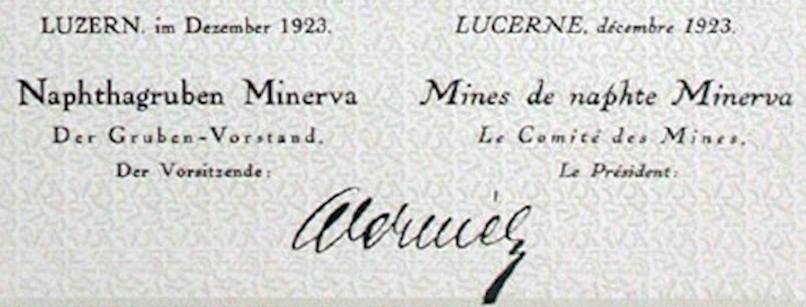 Dokumente: Naphtagruben "Minerva", Luzern - 1923 – Gebraucht aus Solothurn von Sgasche 1