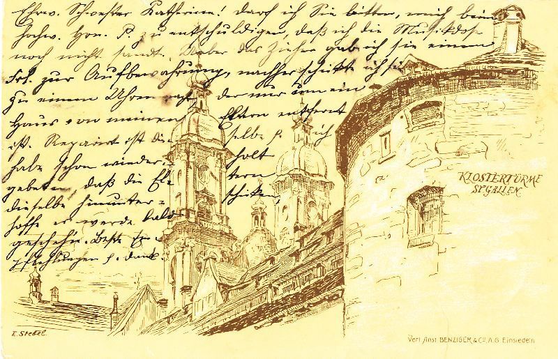 Cartoline postali: St. Gallen - Klostertürme + 1902 – Usato da Emmenbrücke venduto da teestube