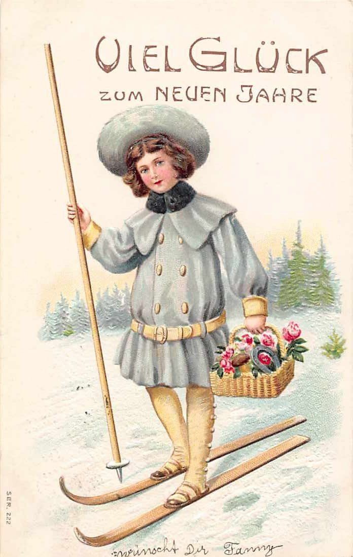 Ansichtskarten: SKIFAHRER - GRUSS  - alte Ansichtskarte 1906 – Gebraucht aus Winterthur von SchatzchischtliWinti
