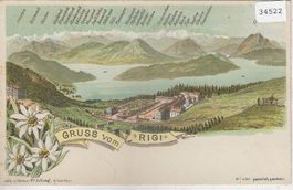 Gruss vom Rigi - Panorama Litho