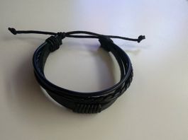 Lässiges Lederarmband, Schwarz, Verstellbar, Neu!