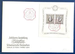 1943 Jubiläumsblock W14 auf Brief / Ohne Adresse