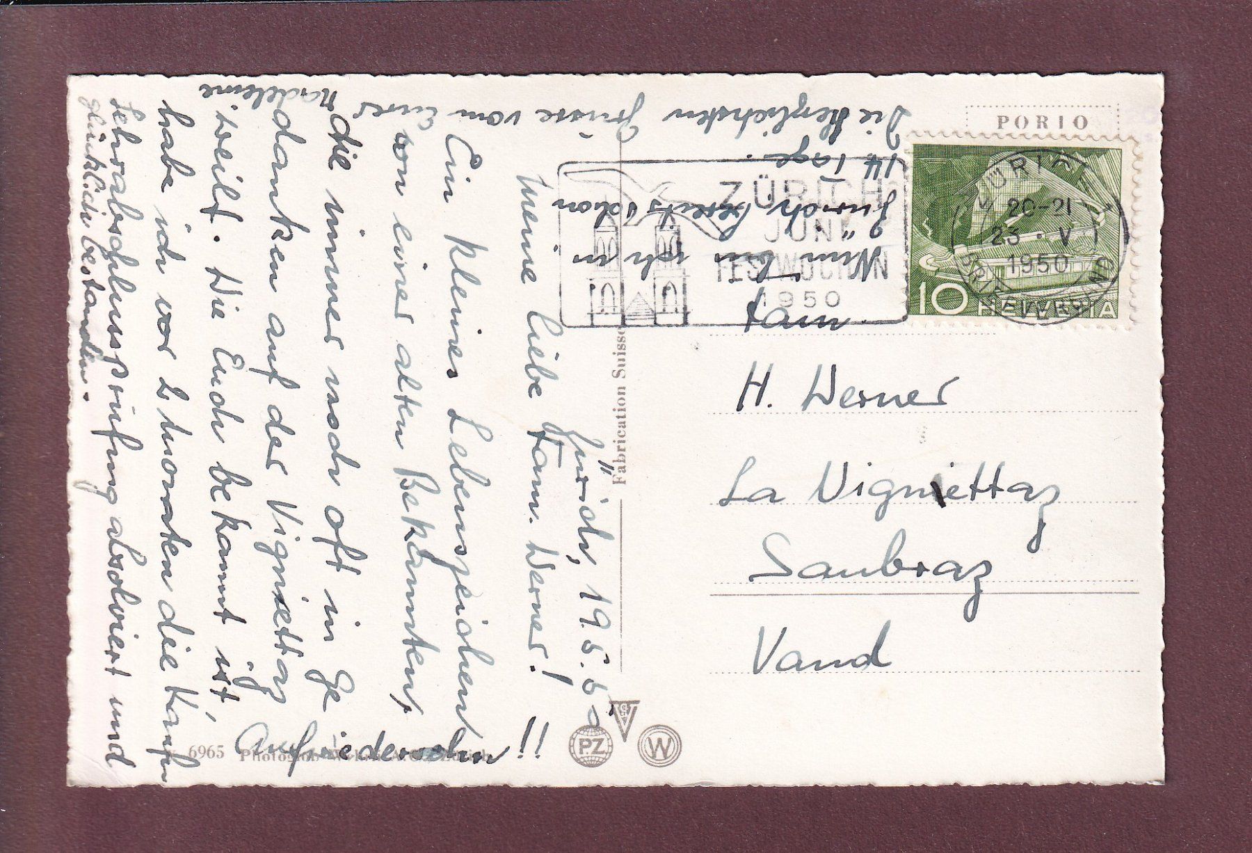 Cartoline postali: ZÜRICH - Belvoirpark - 1950 – Usato da Pully venduto da nicecards 1