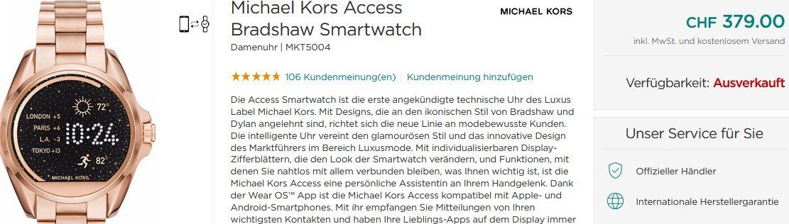 Michael Kors Smartwatch: Michael Kors Bradshaw Touchscreen Smartwatch – Usato da Collonges venduto da arashee 4