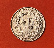50 Rappen oder 1/2 Fr.1945 B ( Silber ) Auflage 4.9 Mio stk.