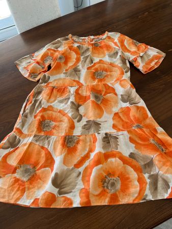 Sommerliches LeinenBlumenkleid von Robert Friedman, Grösse M