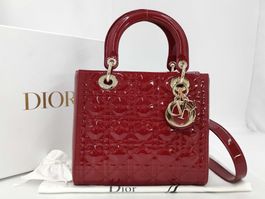 Mittelgrosse Lady Dior Tasche Kalbslackleder in Rot NP: 5900