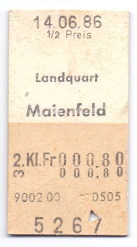 Biglietti: Billette Landquart - Maienfeld 1986 – Usato da Langenthal venduto da Sammlungs_aus