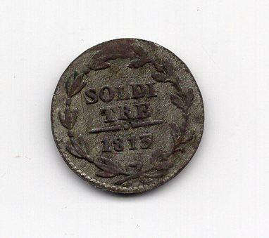 Alle Münzen: (732) Tessin, 3 Soldi 1813, – Gebraucht aus Rüthi (Rheintal) von erdnuessli1