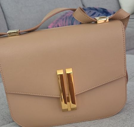 Damen Handtasche beige DeMellier Leder guter Zustand