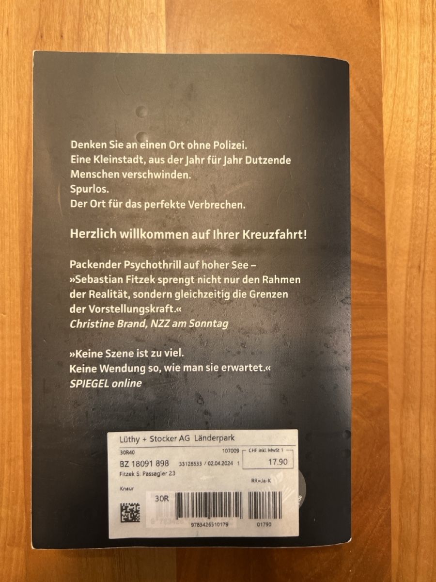 Libri: Sebastian Fitzek Passagier 23 – Usato da Luzern venduto da Leuchtenstadt23 1