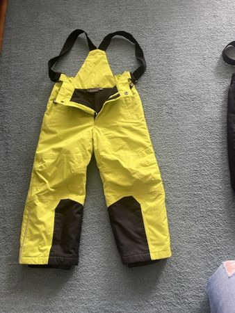 Kinder Skihose Latzhose Gr. 110 Leuchtgelb Warm gefüttert 58