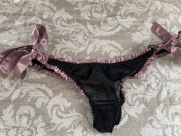 Elegant Silk Panties with Bows, Size S/M