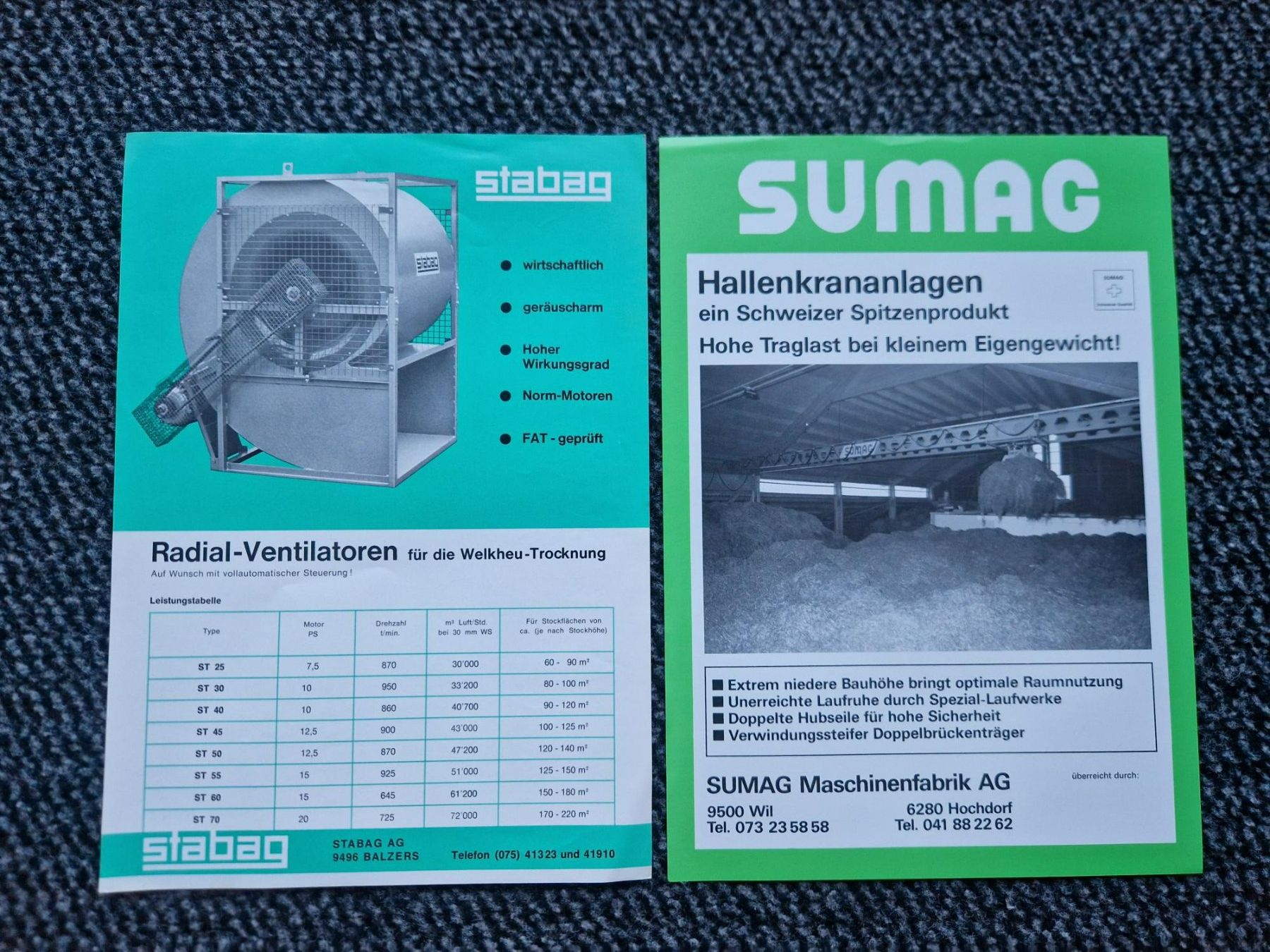 Trattori: Original Prospekt SUMAG Heukran / Stabag Ventilator – Usato da Dürnten venduto da Bachtel84