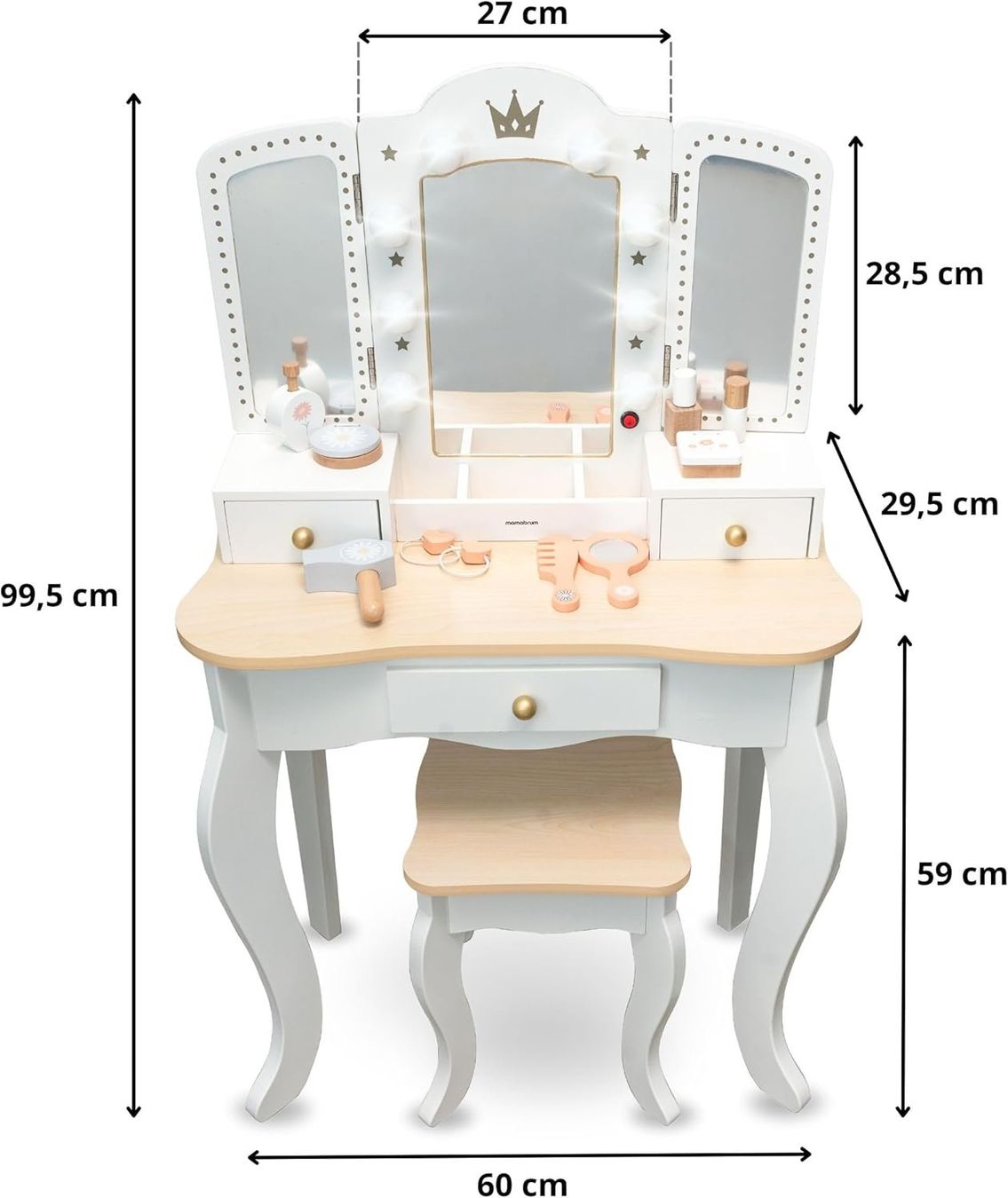 Schminktische: Kinder Schminktisch Holz mit Hocker & LED Spiegel – Neu und originalverpackt aus Dietikon von Abverkauf10 2