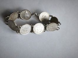 Silber Armband aus Schweizer Silbermünzen 1/2 Fr. 19cm