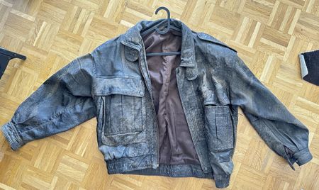 Braune Vintage-Lederjacke Gr. 46