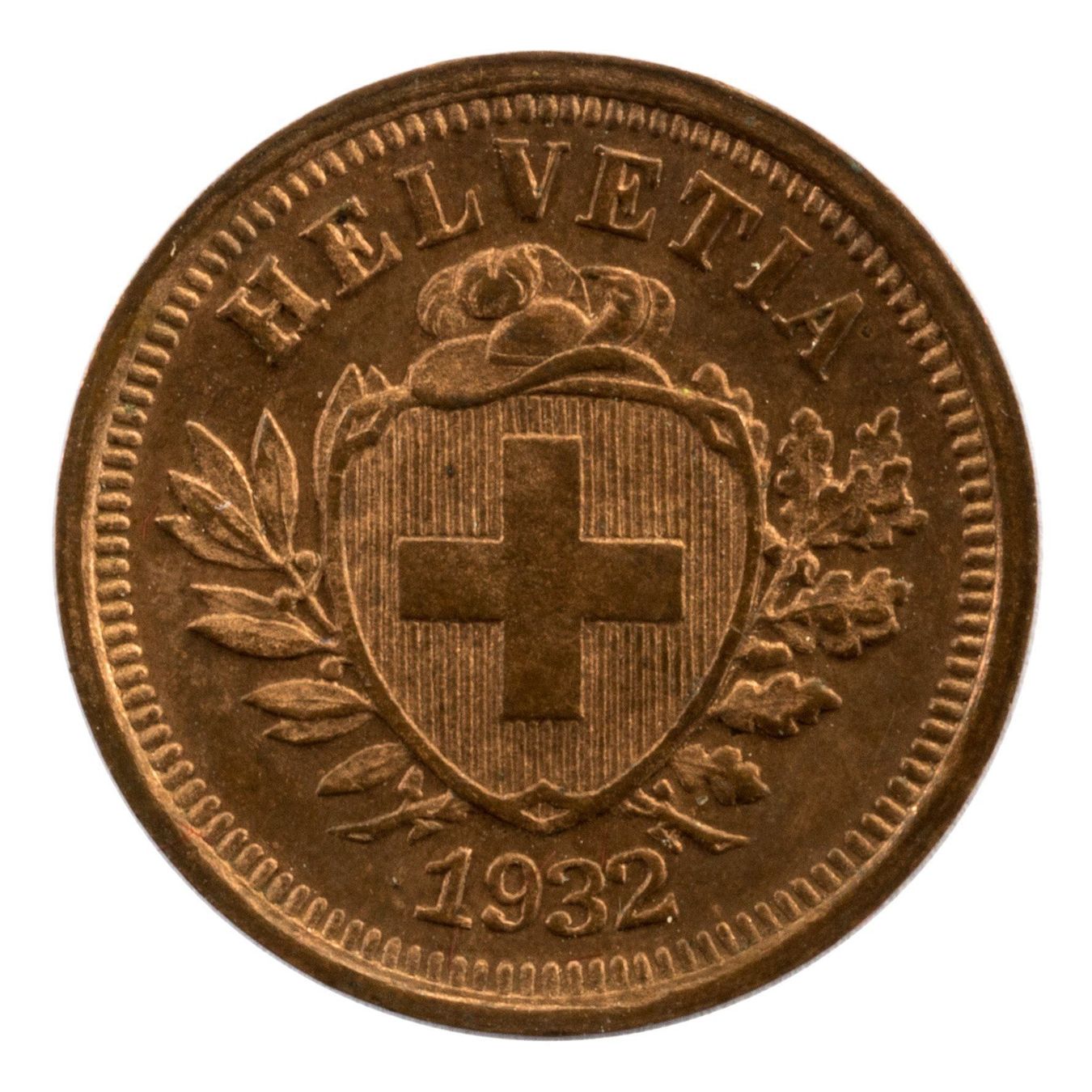 Alle Münzen: Schweiz / Suisse - 1 Rappen - 1932  STGL – Gebraucht aus Rotkreuz von Swiss-Coins
