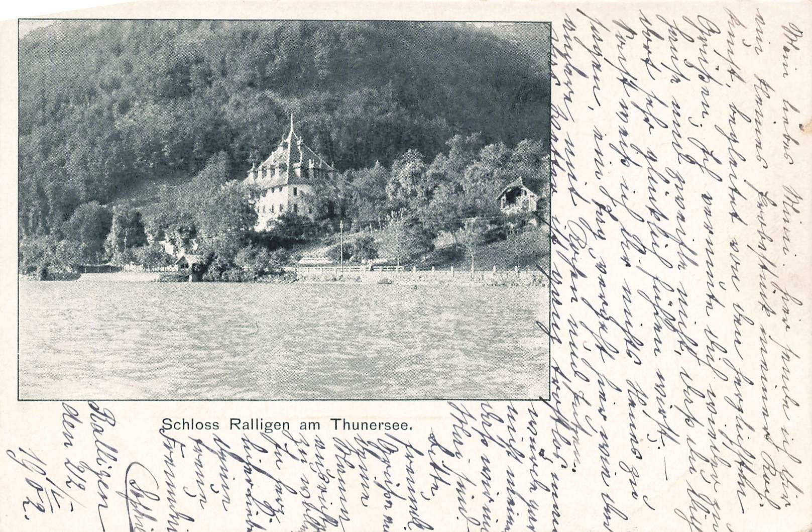 Ansichtskarten: chloss Ralligen am Thunersee – Gebraucht aus Schwyz von Seffi56
