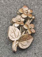 Jugendstil Brosche aus Mahagoni Holz Handarbeit Top