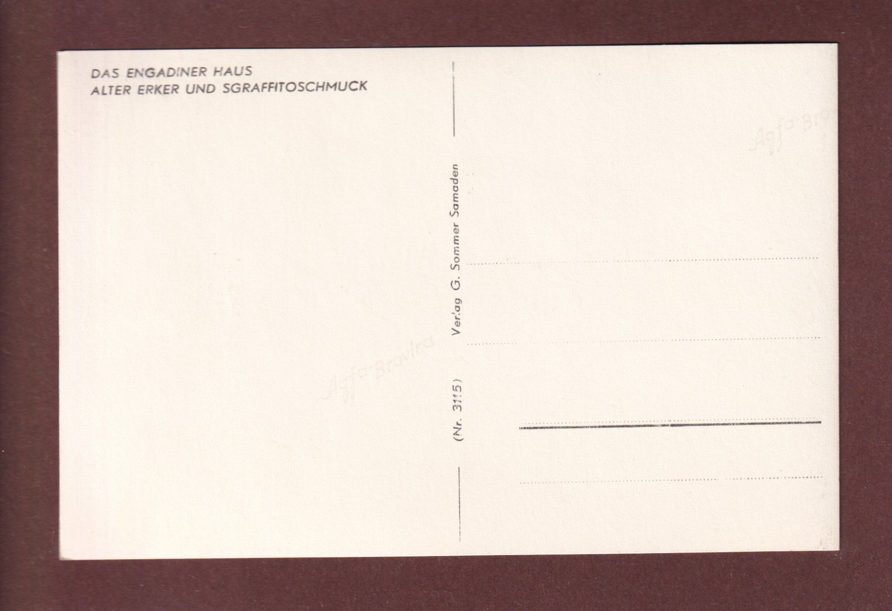 Ansichtskarten: ENGADINER HAUS - Alter Erker und Sgraffitoschmuck – Gebraucht aus Pully von nicecards-shop 1