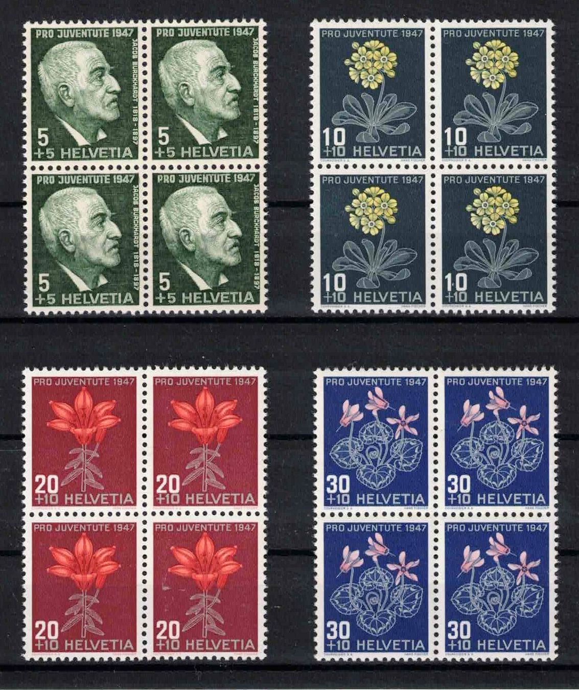 Alle Briefmarken: Pro Juventute 1947 im 4er-Block, postfrisch ** – Neu (gemäss Beschreibung) aus Nuglar von Stamp88