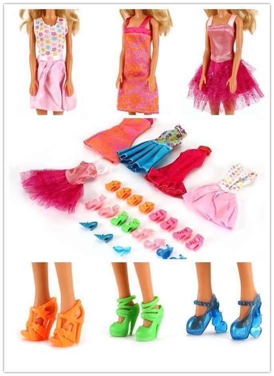 TYXHXTF Puppenkleidung Set Für 17cm Plüschpuppen - Kleid, Schleife & Schuhe