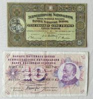 ALTE 5 FRANKEN + 10 FR. GOTTFRIED KELLER BANKNOTE