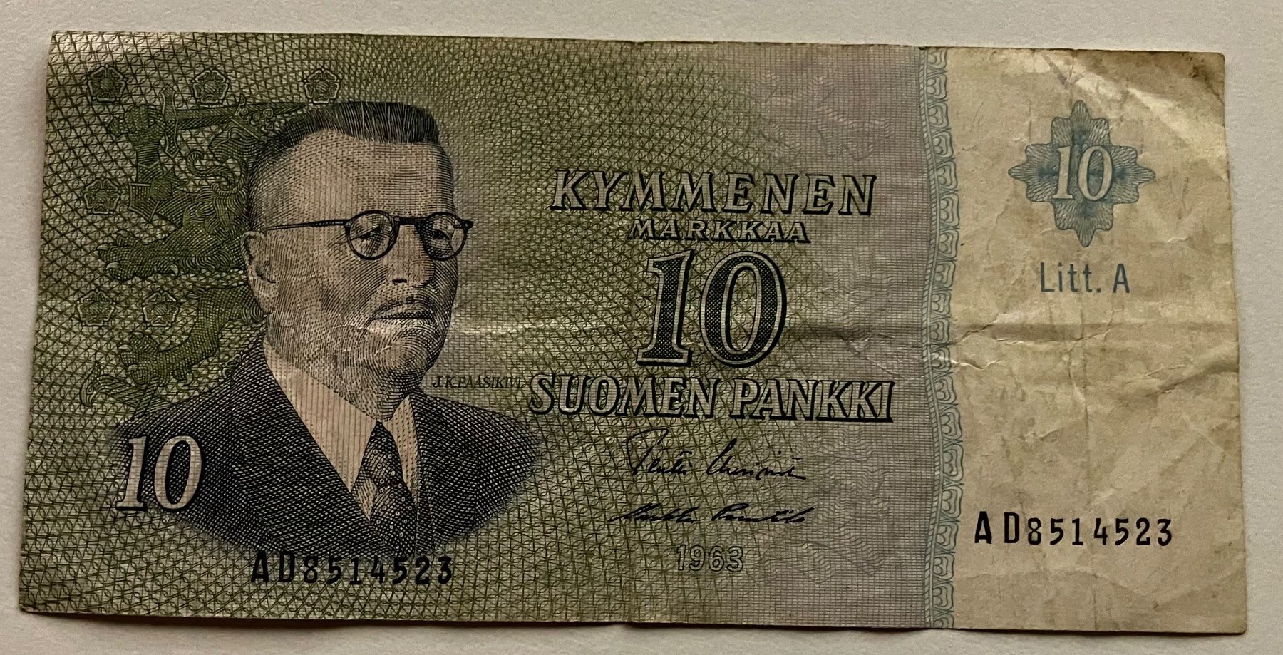 Banconote: Finnland 10 Markkaa 1963 – Usato da Algetshausen venduto da Carrhard