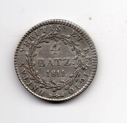 Tutti le monete: (1673) Uri, 4 Batz 1811, vz – Usato da Rüthi (Rheintal) venduto da erdnuessli1 1