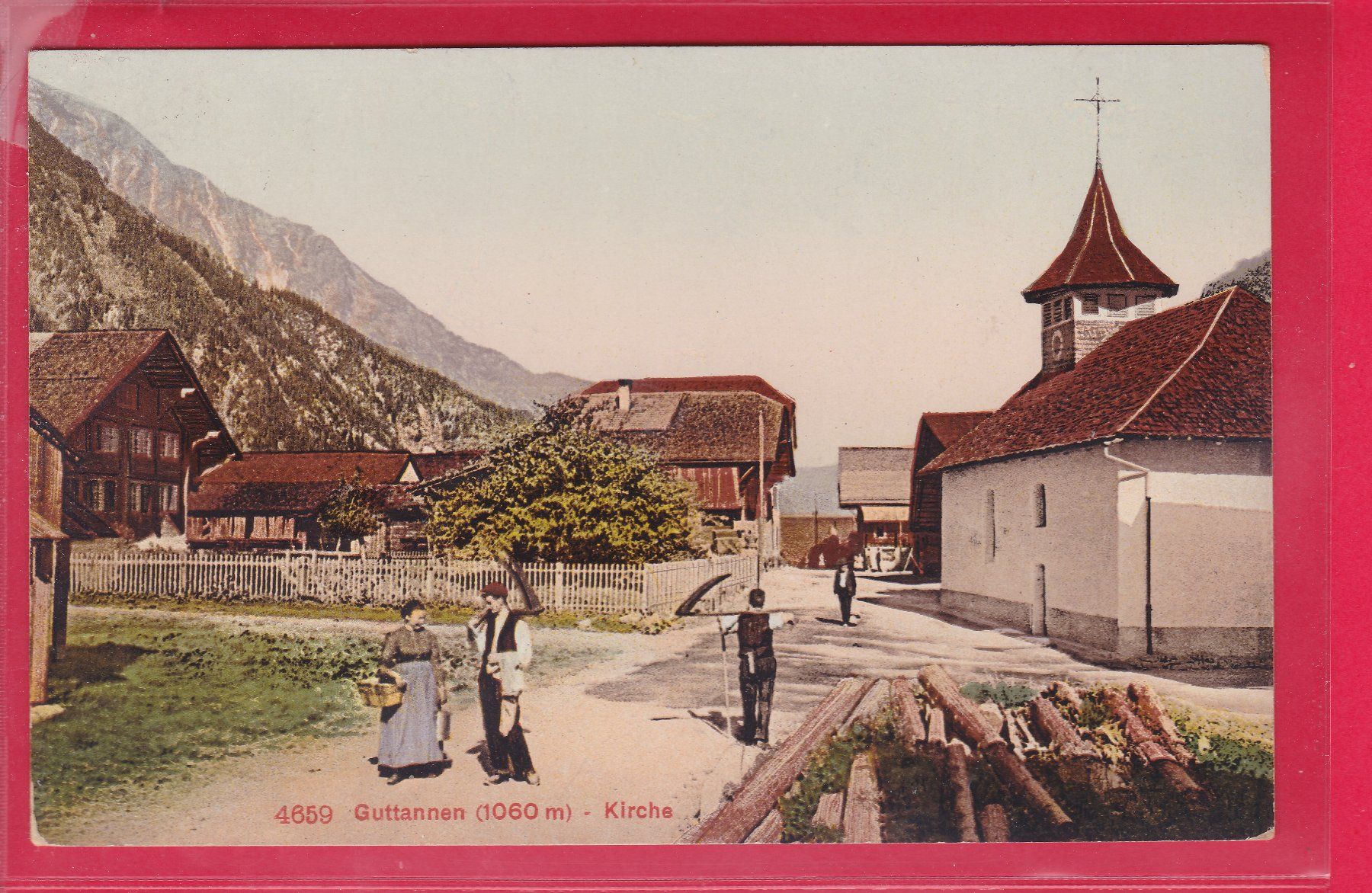 Cartoline postali: GUTTANNEN 1060m - KIRCHE – Usato da Oberrieden venduto da Gebirgsstelze