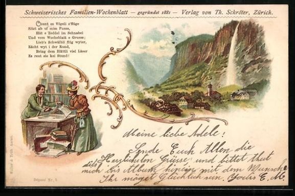 Cartoline postali: Litho Lauterbrunnen, Zeitung Schweizeris – Usato da Berlin venduto da bartko-reher