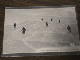 Vintage Grand St. Bernard Ski-Postkarte, J.J. 8486, Winter