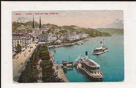 AK ca.1915 Luzern Quai mit Rigi  und Schiffen