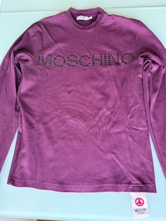 MOSCHINO Embossed Logo Long Sleeve T Shirt L - 💯 Original